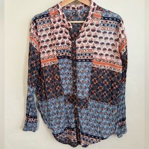 Free People Colorful & Soft Long Sleeve Blouse | Size Medium | Made in India